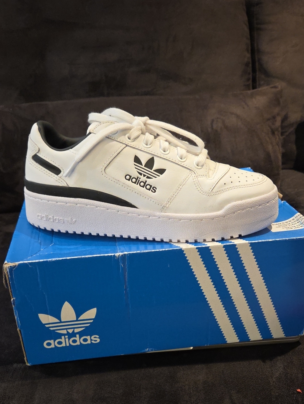adidas White and Black Court-Style Low-Top Sneakers